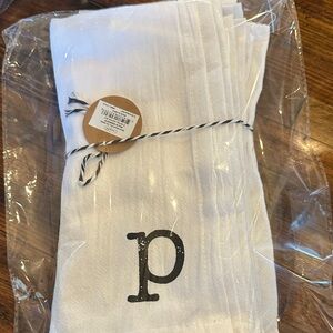 Mud Pie White Kitchen Towel with Black Lettering
